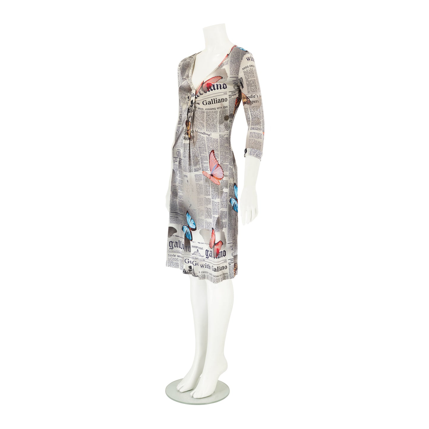 John Galliano 2000s Newspaper Gazette Butterfly Dress
