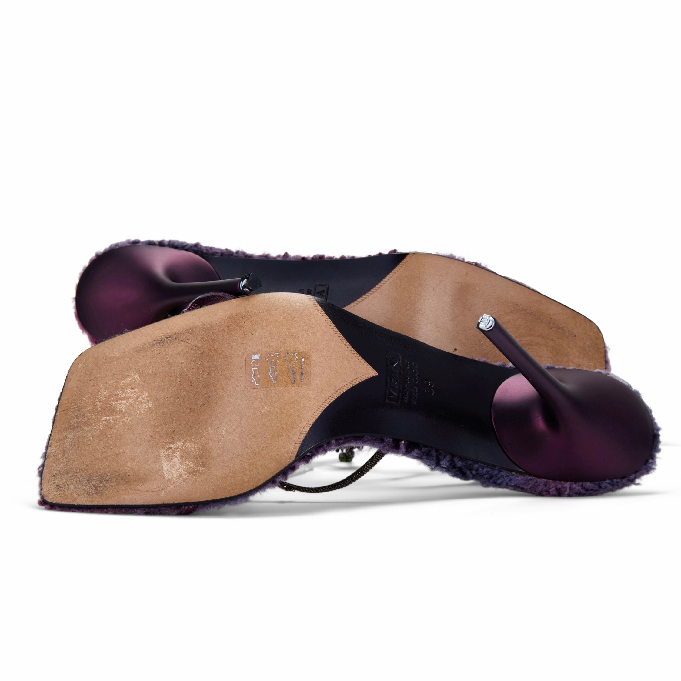 2000s Purple Fur Jewel Heels