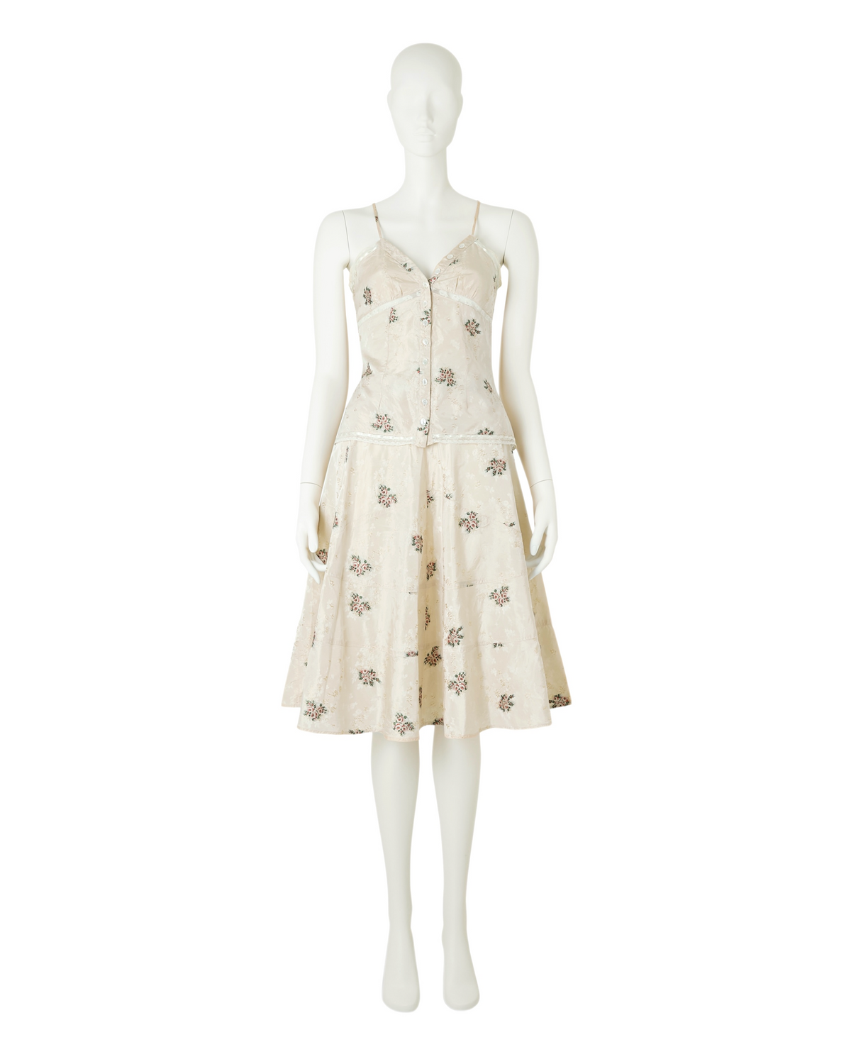 Spring / Summer 2006 Silk Ivory Floral Top & Skirt Set