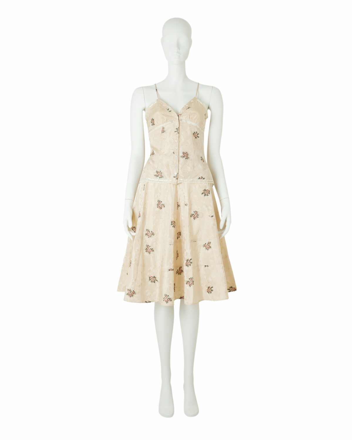 Spring / Summer 2006 Silk Ivory Floral Top & Skirt Set