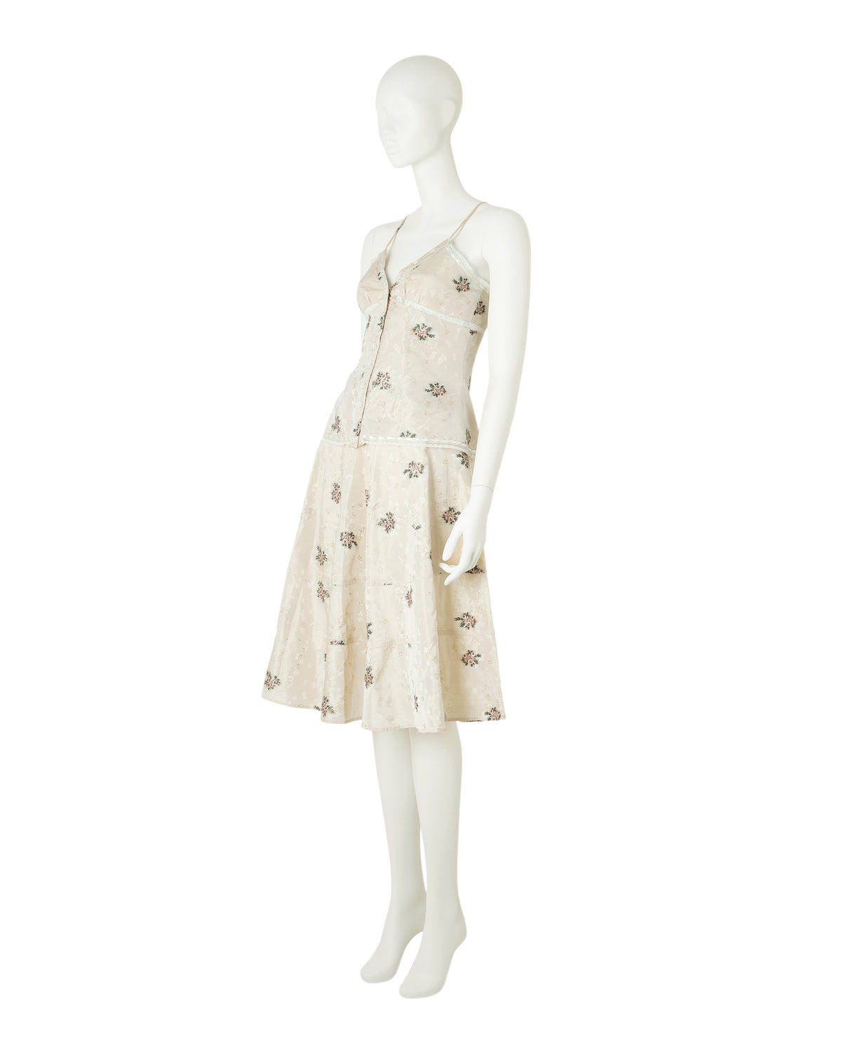 Spring / Summer 2006 Silk Ivory Floral Top & Skirt Set