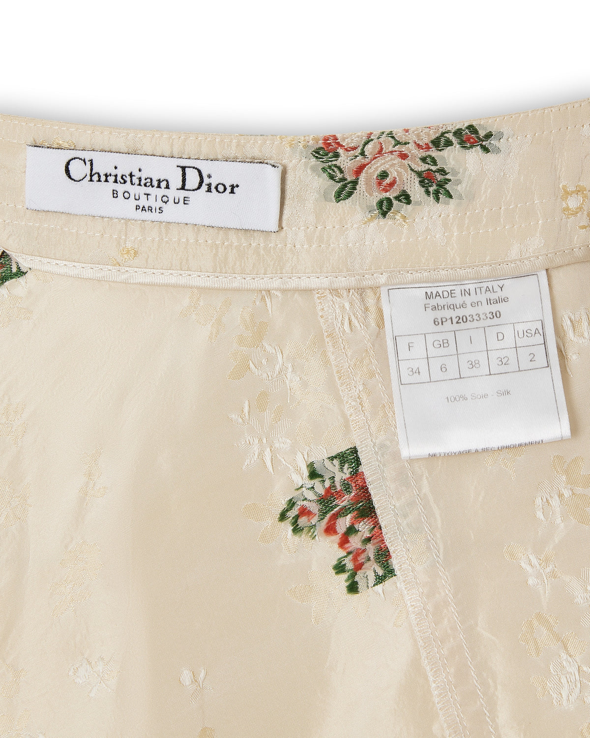 Spring / Summer 2006 Silk Ivory Floral Top & Skirt Set