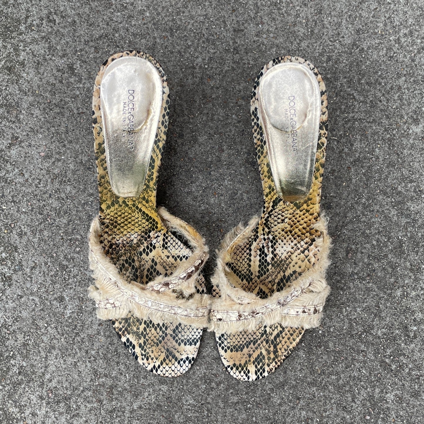 Dolce & Gabbana S/S 2005 Snakeskin Frill Bone Heels