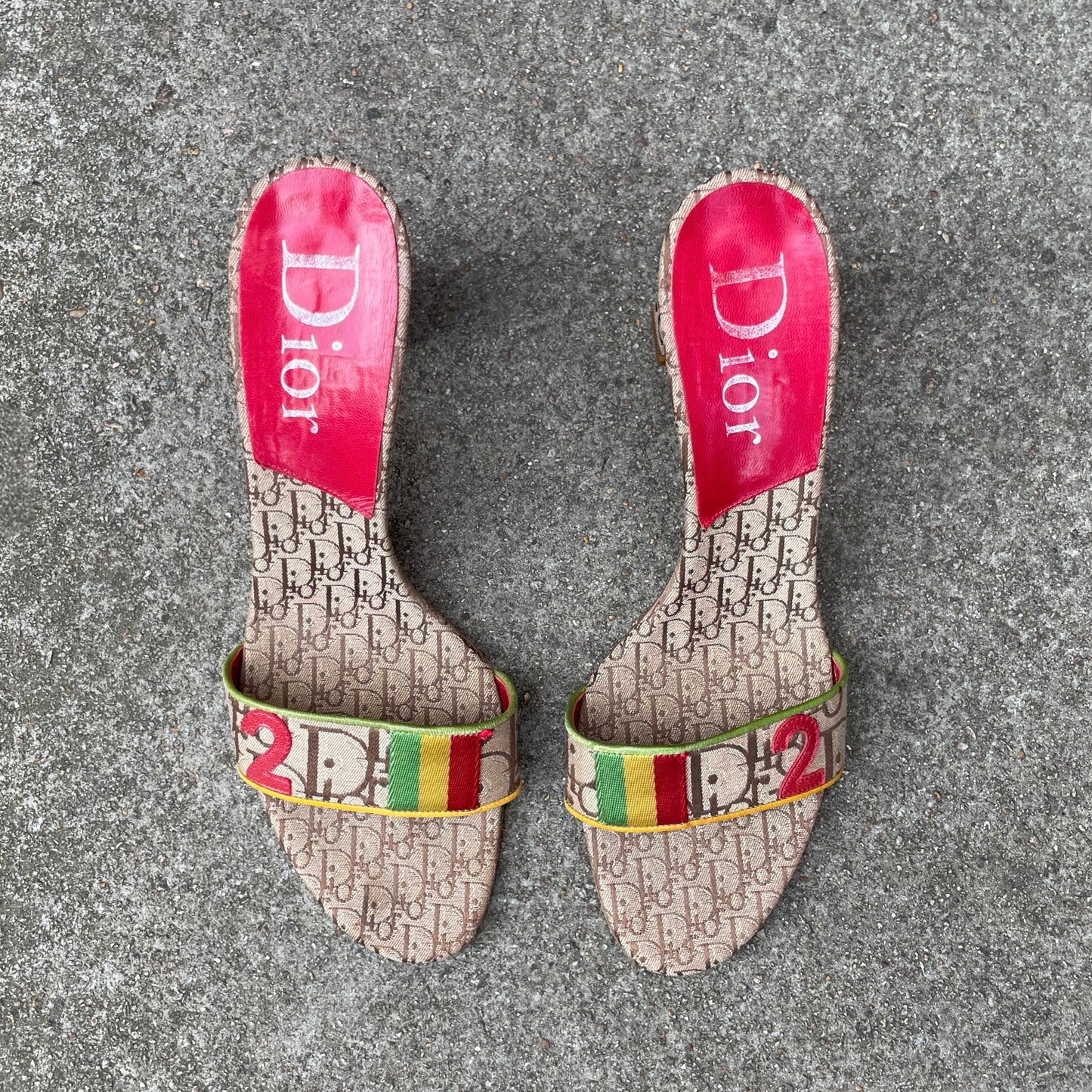 Dior 2004 Monogram Rasta Sandal Heels