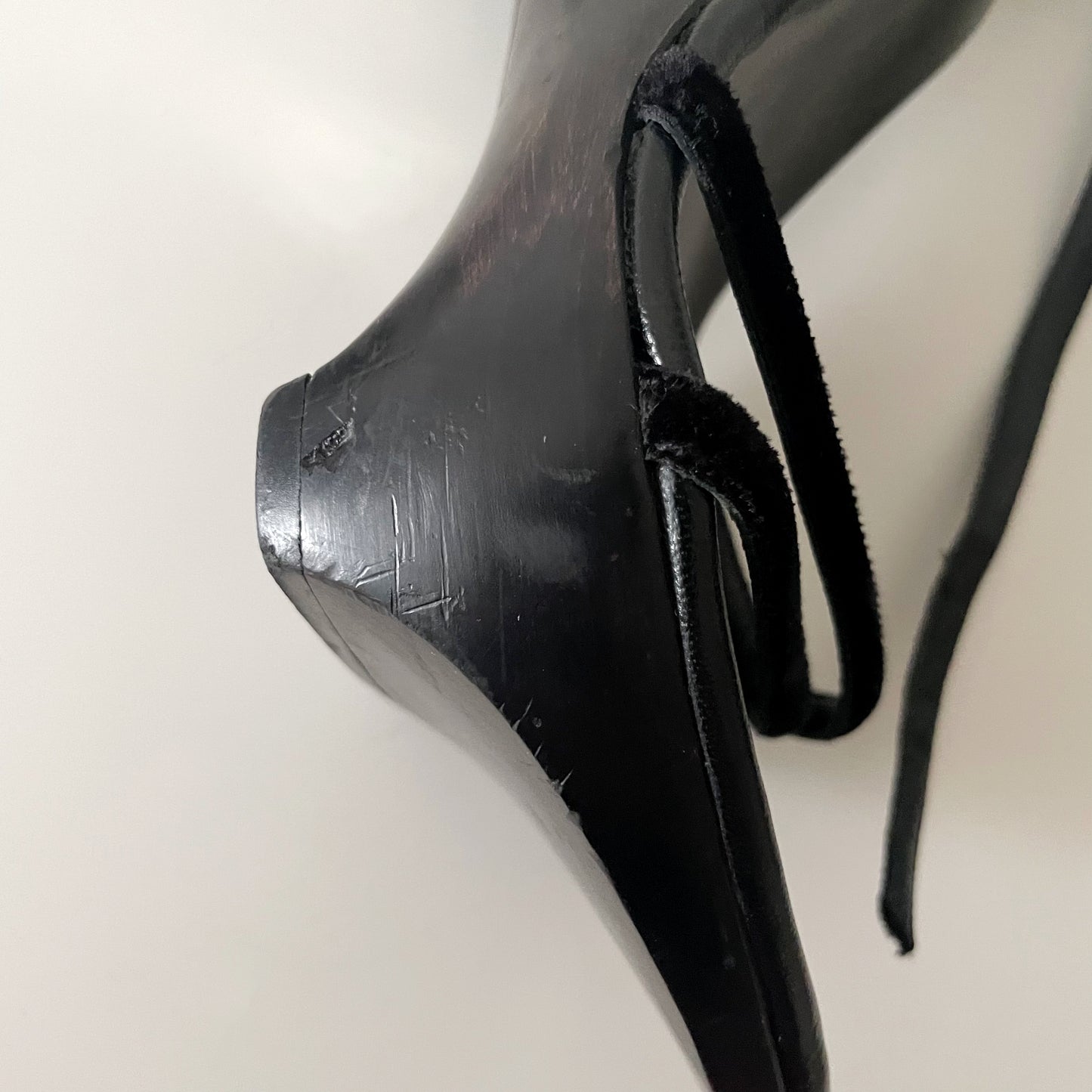 Gucci by Tom Ford 1996 “GG” Black Wood & Velvet Wedge Heels