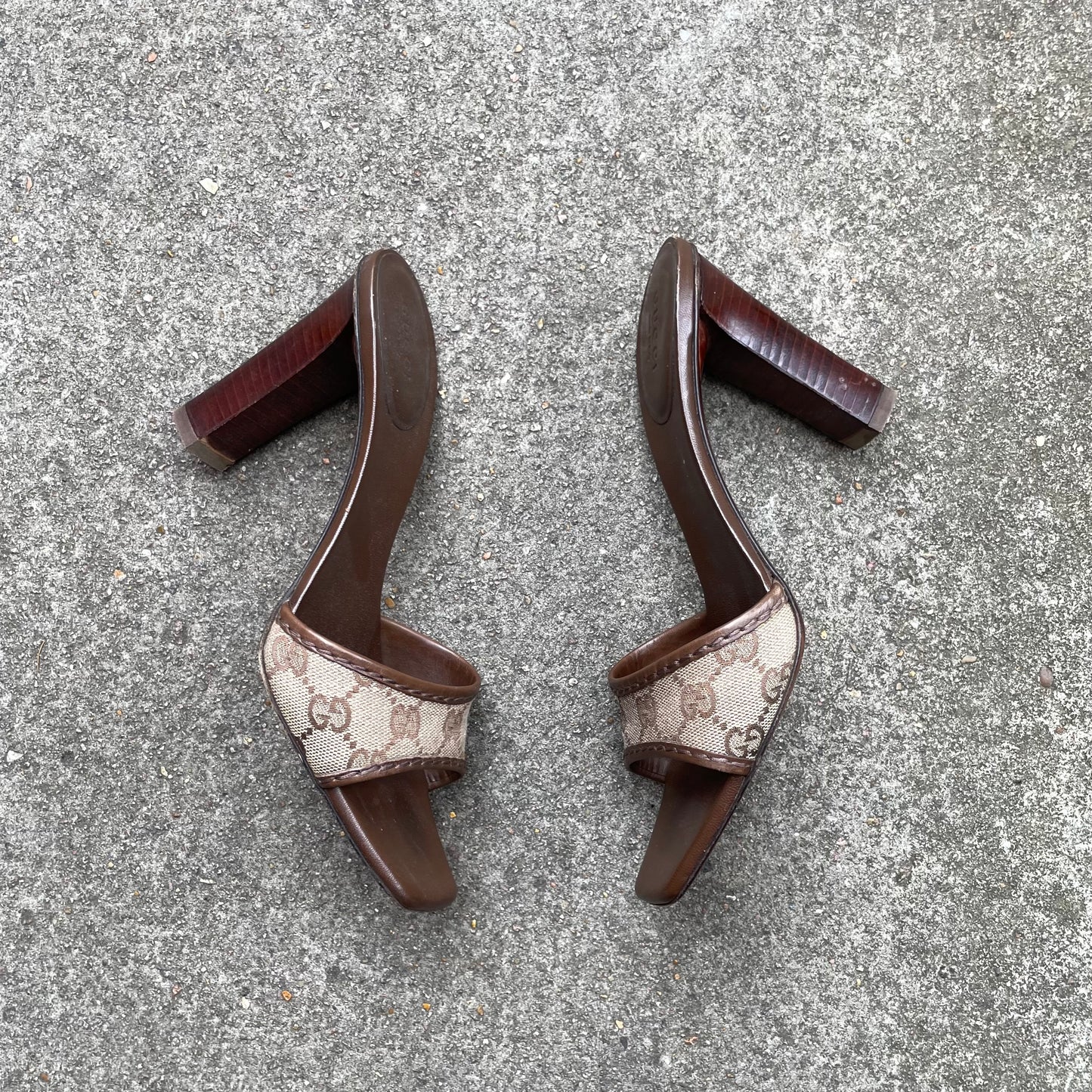 Gucci by Tom Ford Brown “GG” Monogram Sandal Heels