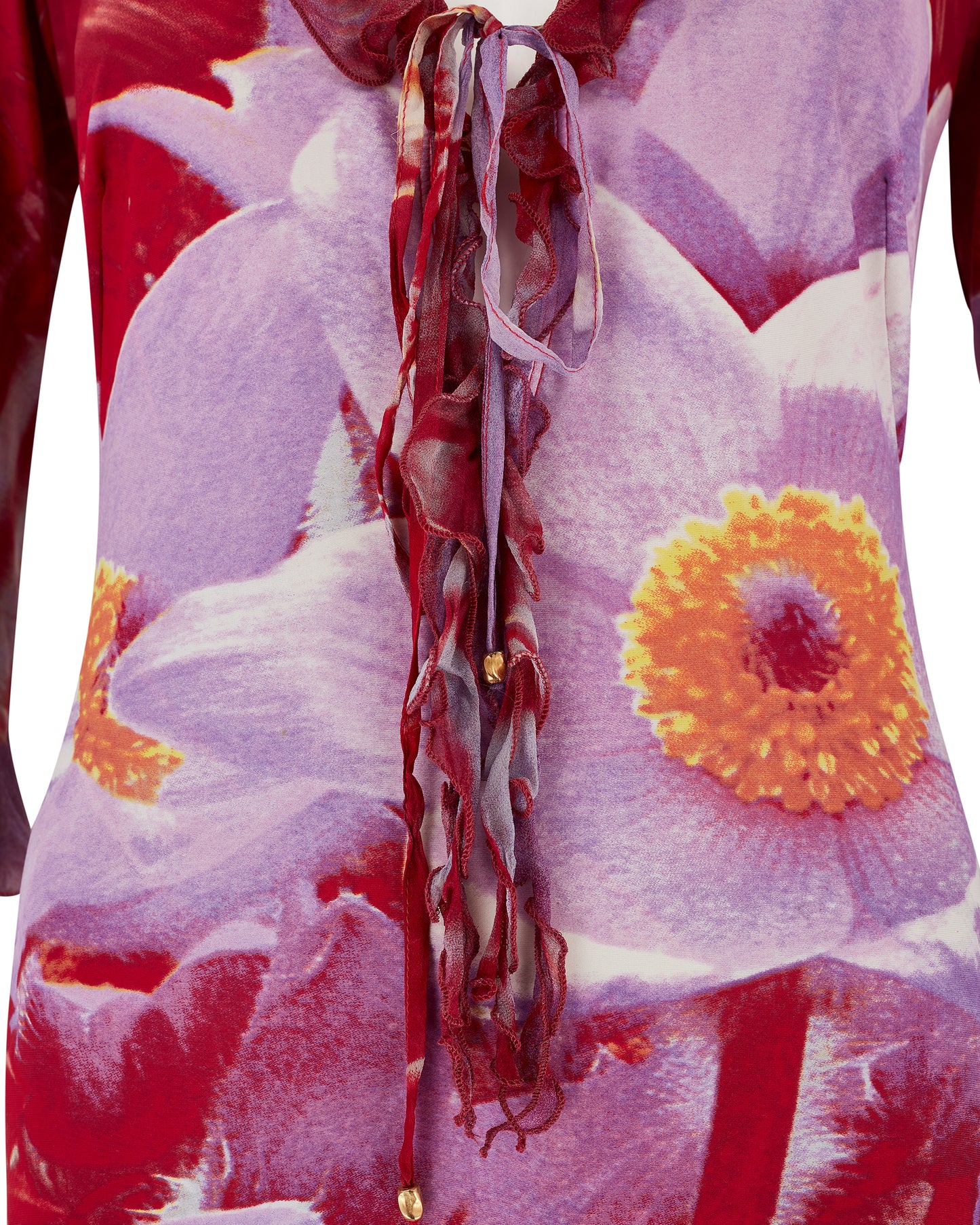 Roberto Cavalli S/S 2000 Red & Purple Floral Dress