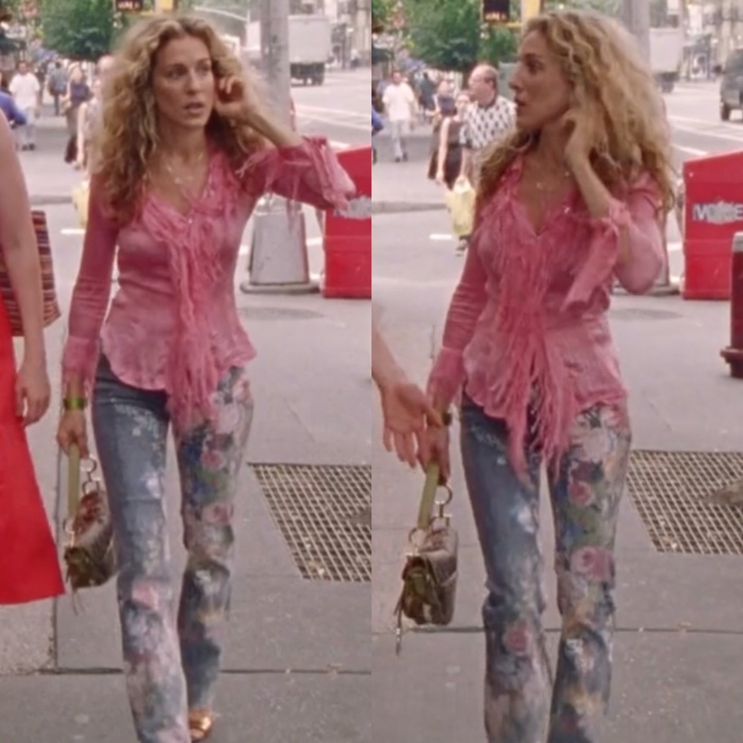 Roberto Cavalli F/W 1999 Pink Floral Blue Jeans