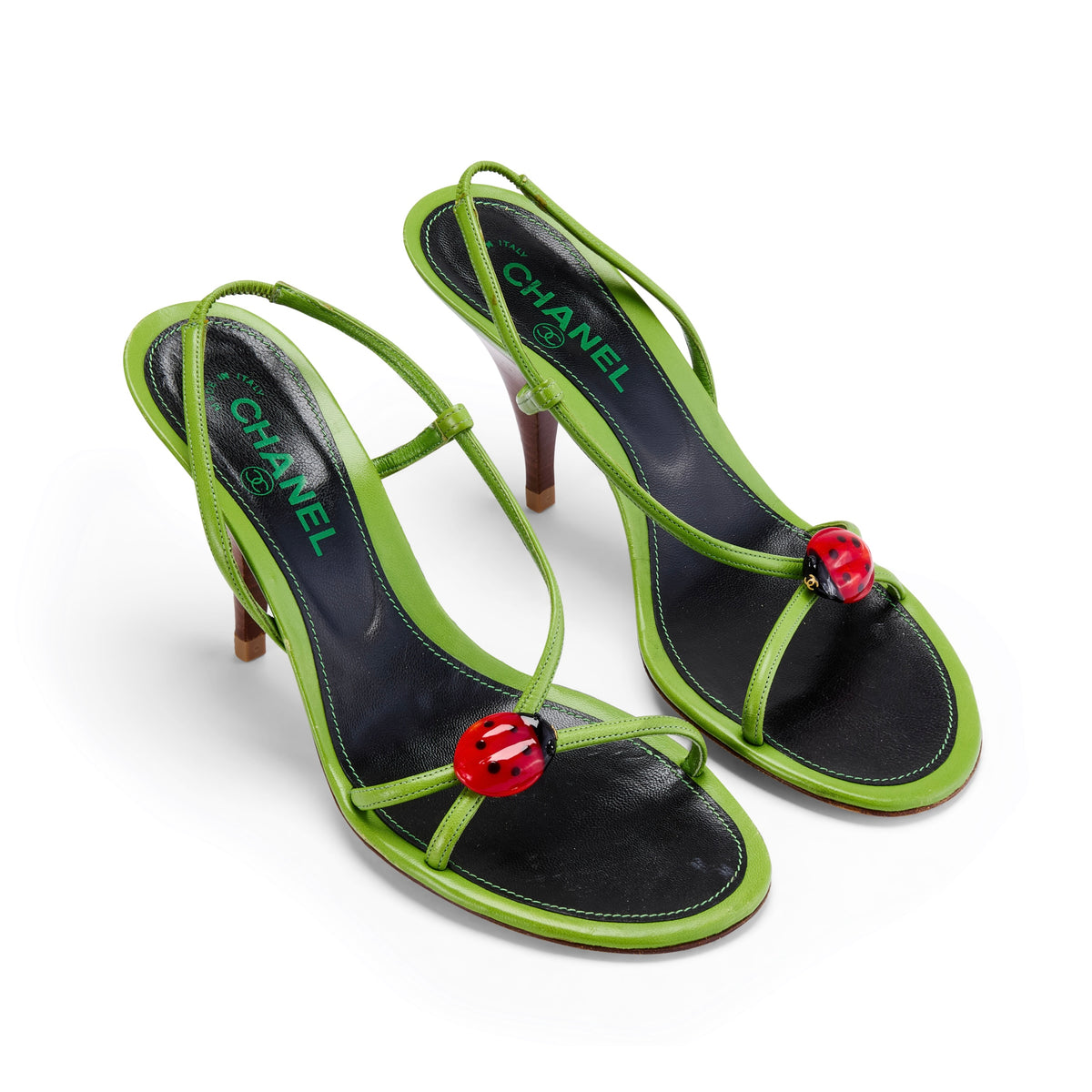 Spring / Summer 2004 Ladybug Green Leather Slingback Heels