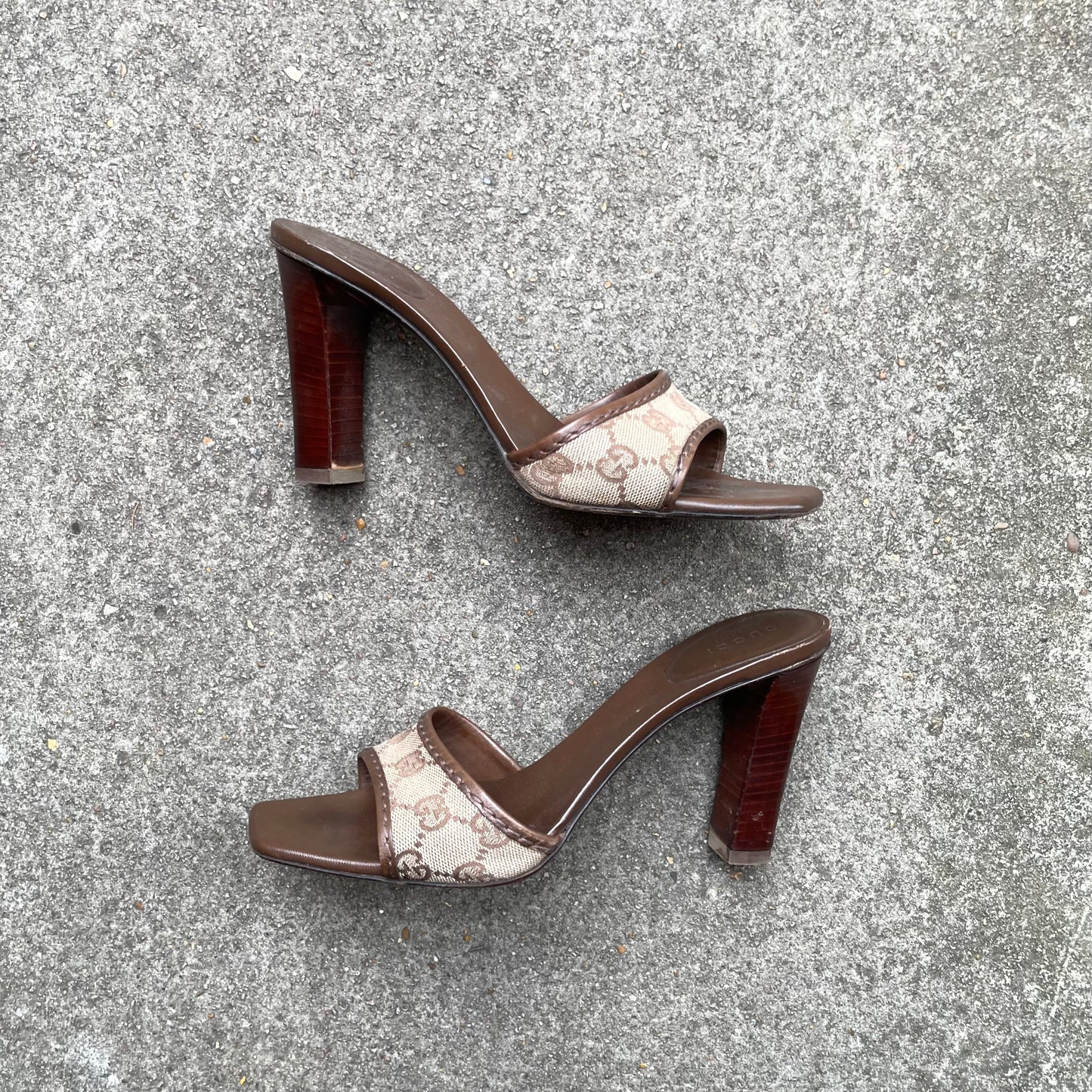 Gucci by Tom Ford Brown “GG” Monogram Sandal Heels