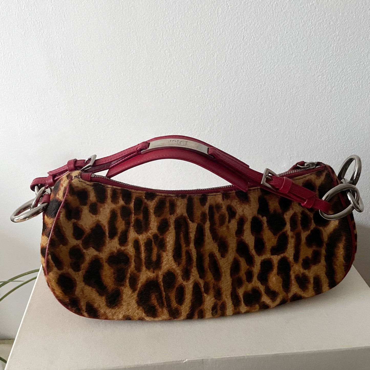 Dior by John Galliano F/W 2004 Leopard Print Pony-hair Bag with Silver Metal “Dior” Hardware