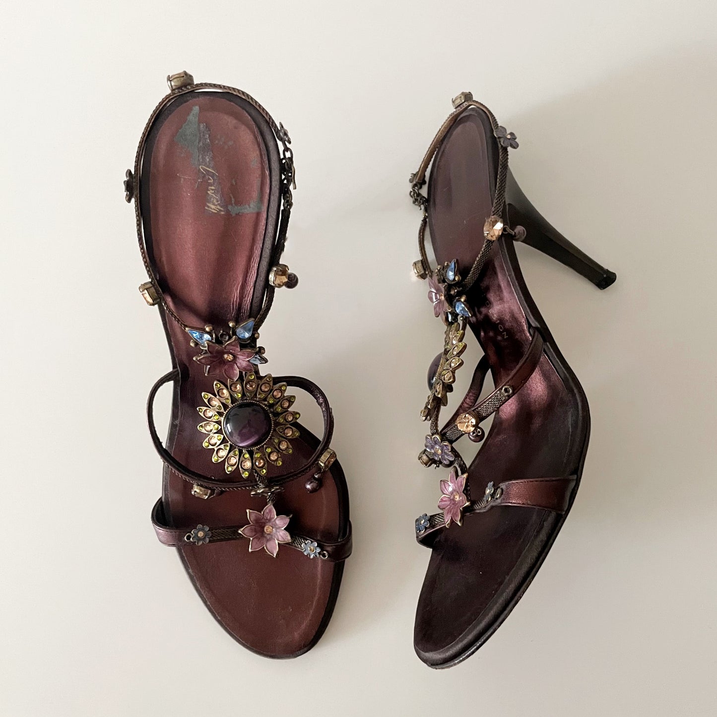 Giuseppe Zanotti Witchy Purple Rhinestone Velvet Sandal Heels