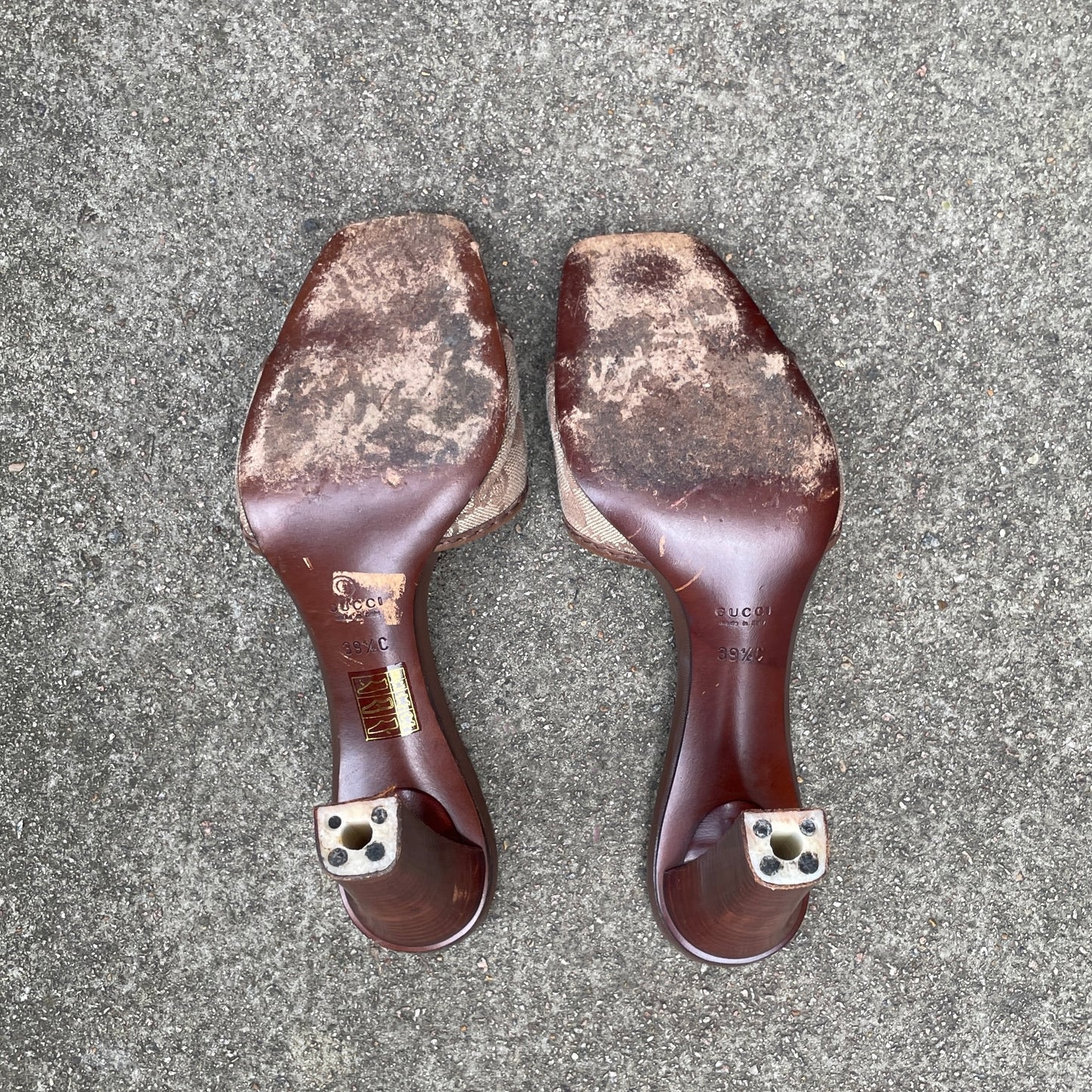 Gucci by Tom Ford Brown “GG” Monogram Sandal Heels