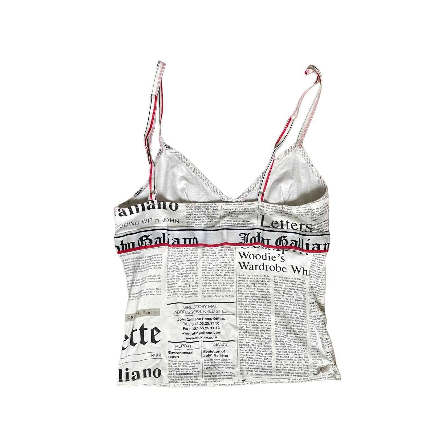 John Galliano 2000s Newspaper Print Camisole Top