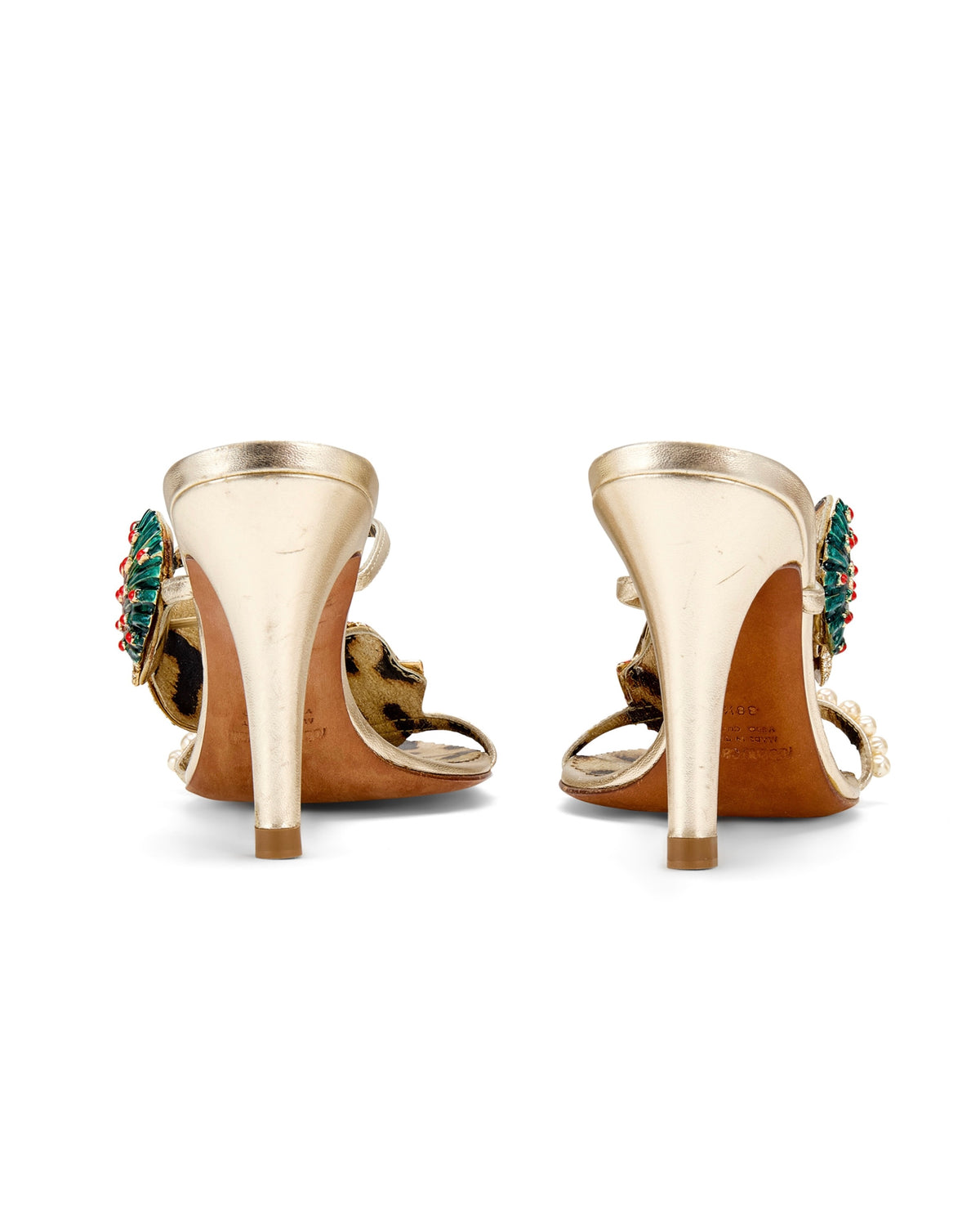 2005 Seashell & Pearl Embellished Animal Print Heels
