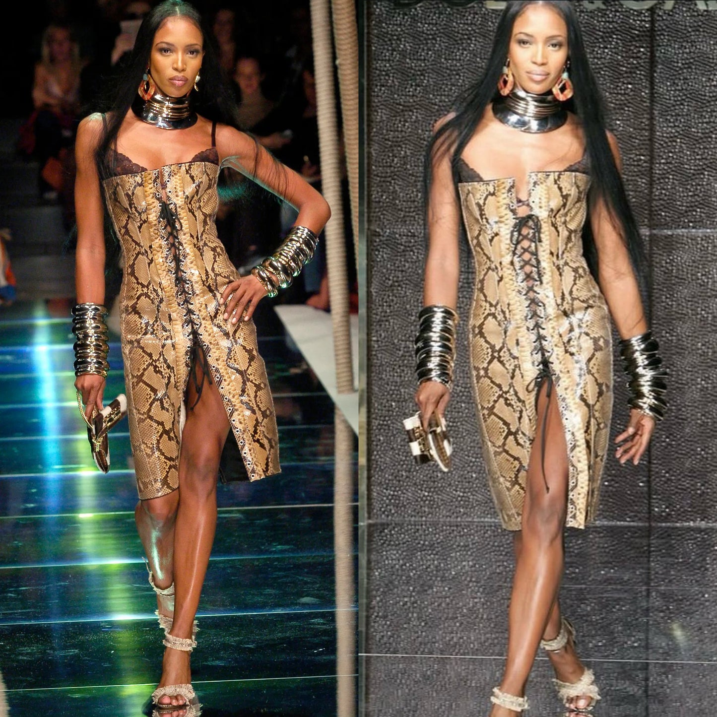 Dolce & Gabbana S/S 2005 Snakeskin Frill Bone Heels