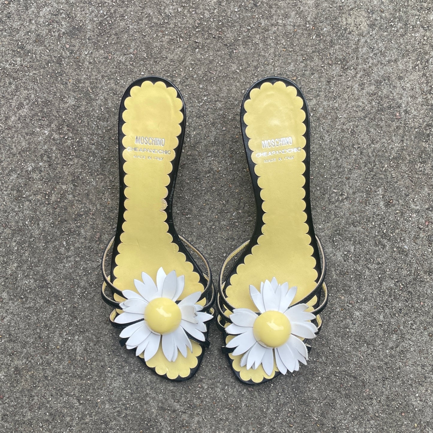 Moschino Cheap and Chic 2000s Yellow Daisy Heels