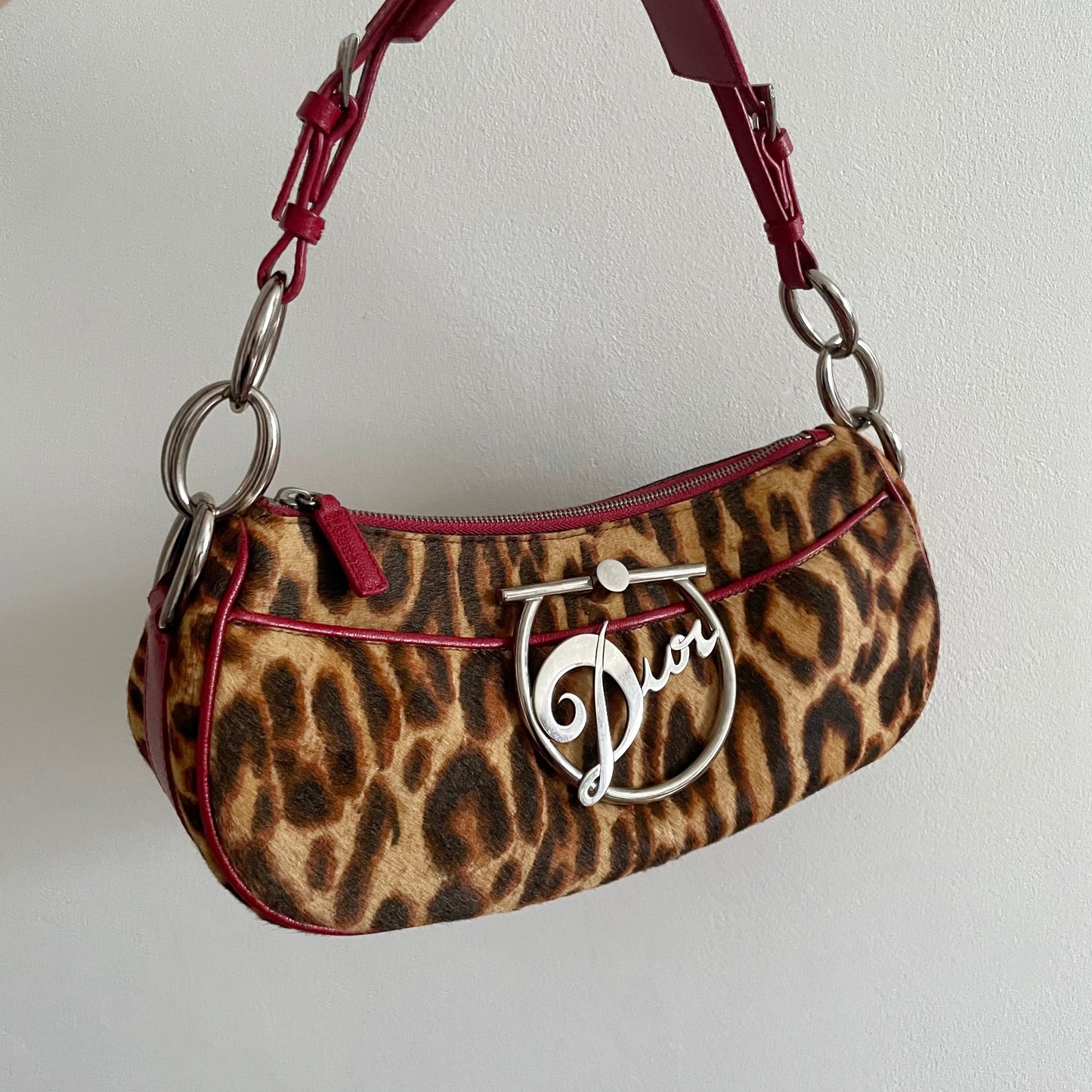 Dior by John Galliano F/W 2004 Leopard Print Pony-hair Bag with Silver Metal “Dior” Hardware