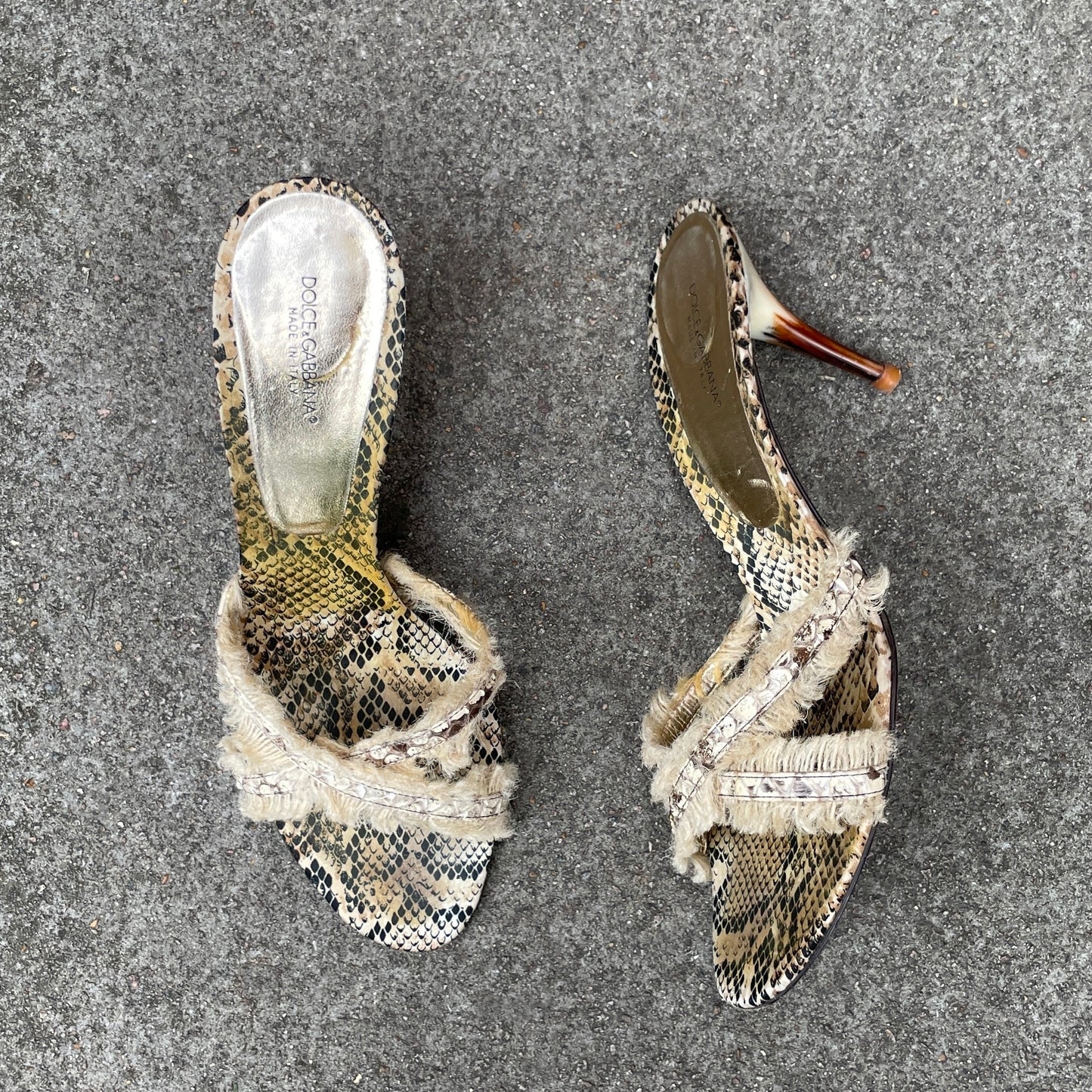 Dolce & Gabbana S/S 2005 Snakeskin Frill Bone Heels