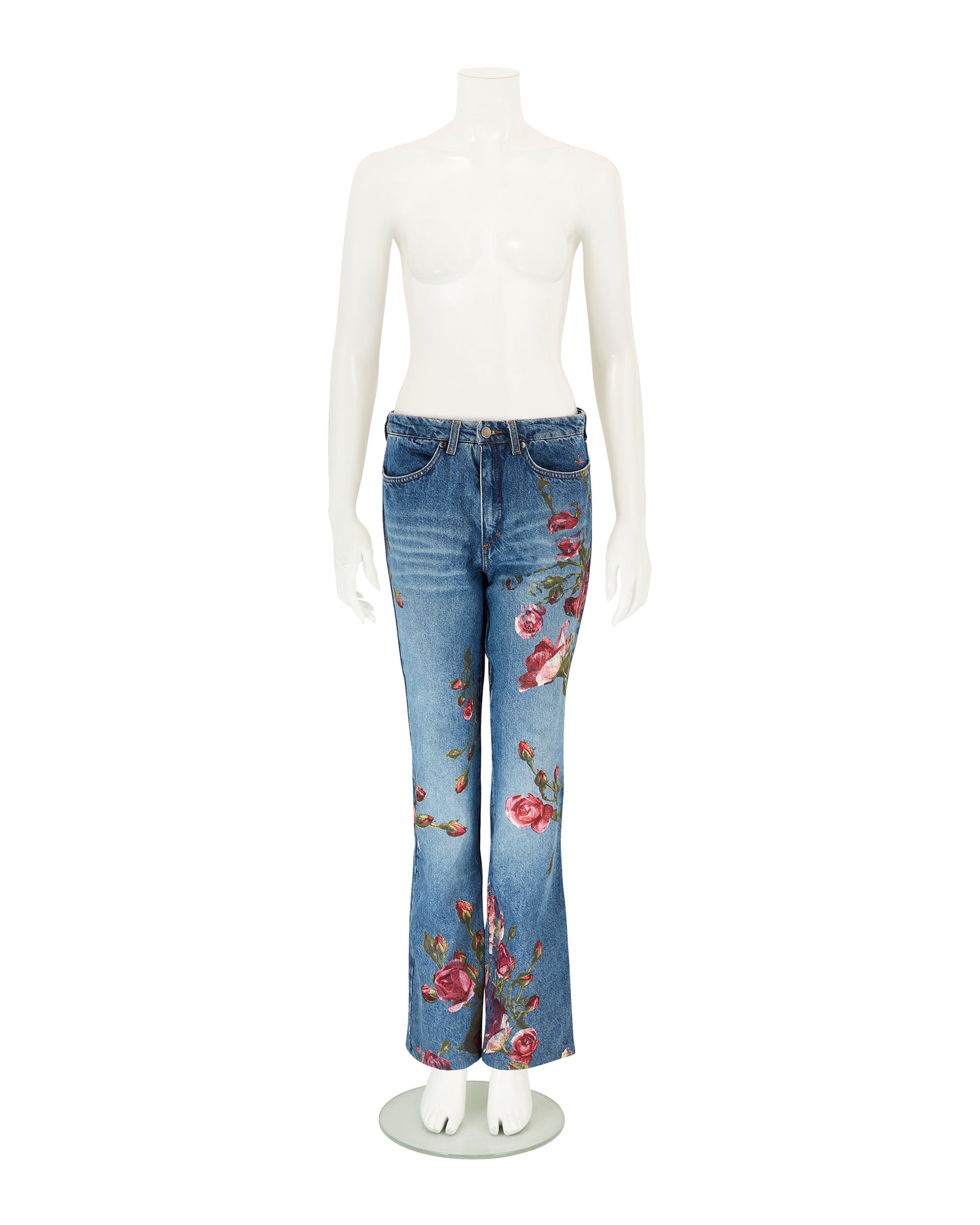 Roberto Cavalli F/W 1999 Pink Floral Blue Jeans