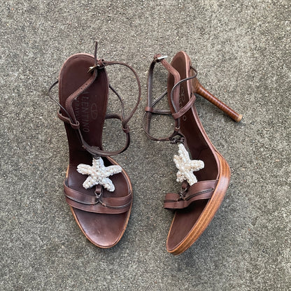 Valentino S/S 2002 Pearl Beaded Starfish Sandal Heels