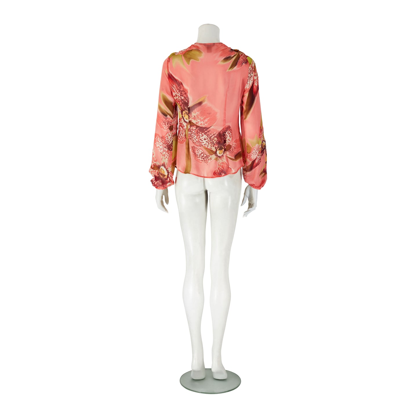 Roberto Cavalli S/S 2005 Orchid Floral Print Silk Blouse Top