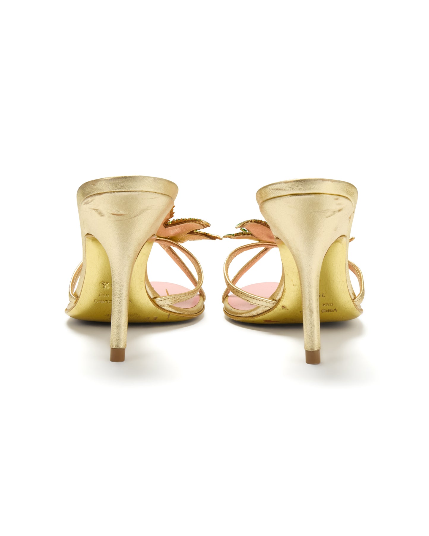 Dsquared2 S/S 2005 Marijuana Leaf Gold Sandal Heels