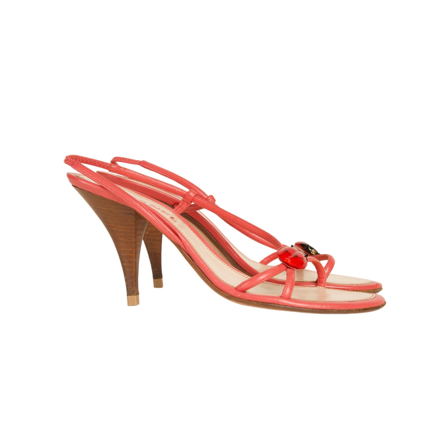 CHANEL S/S 2004 Ladybug Pink Leather Slingback Heels