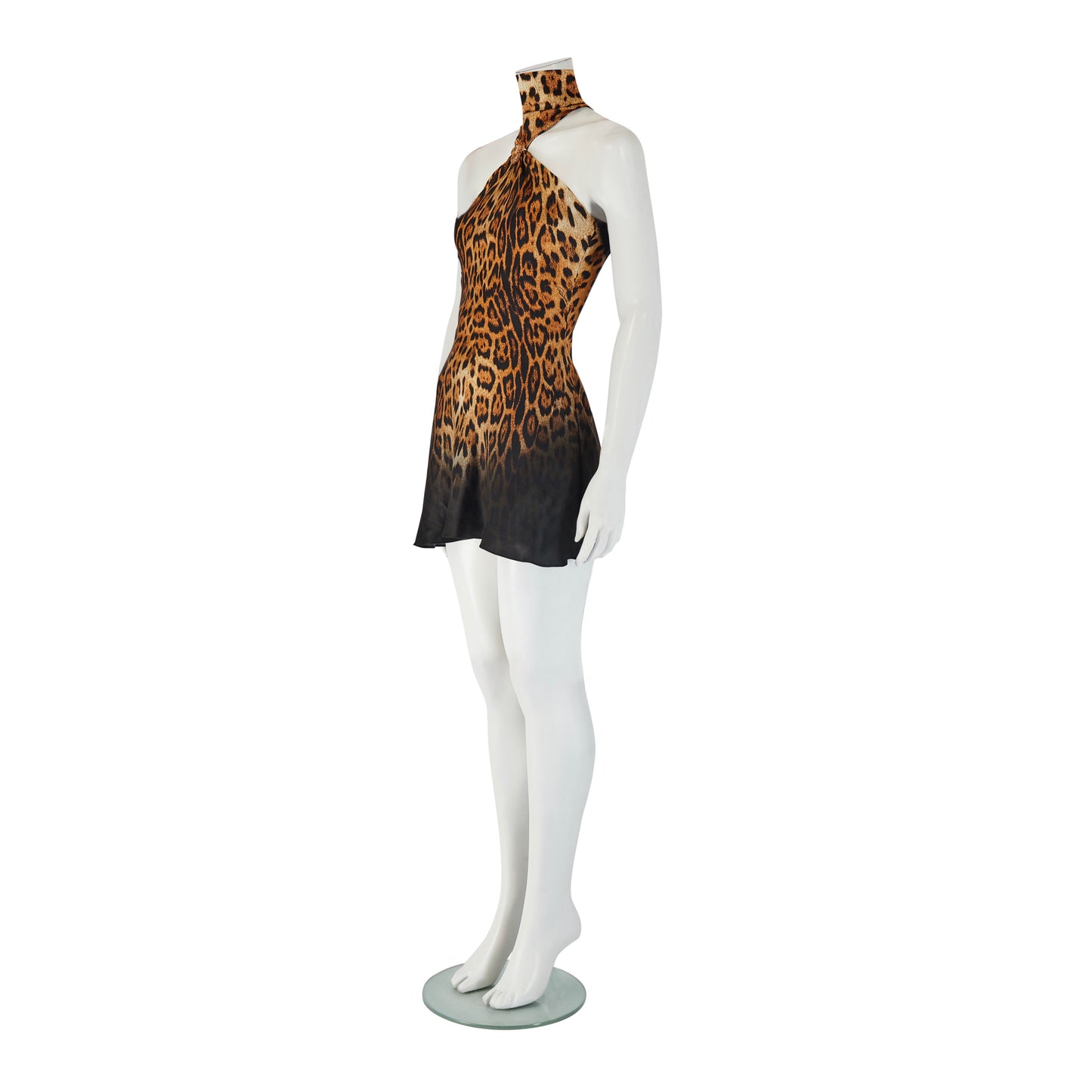 Roberto Cavalli S/S 2002 Silk Leopard Print Halter-neck Dress