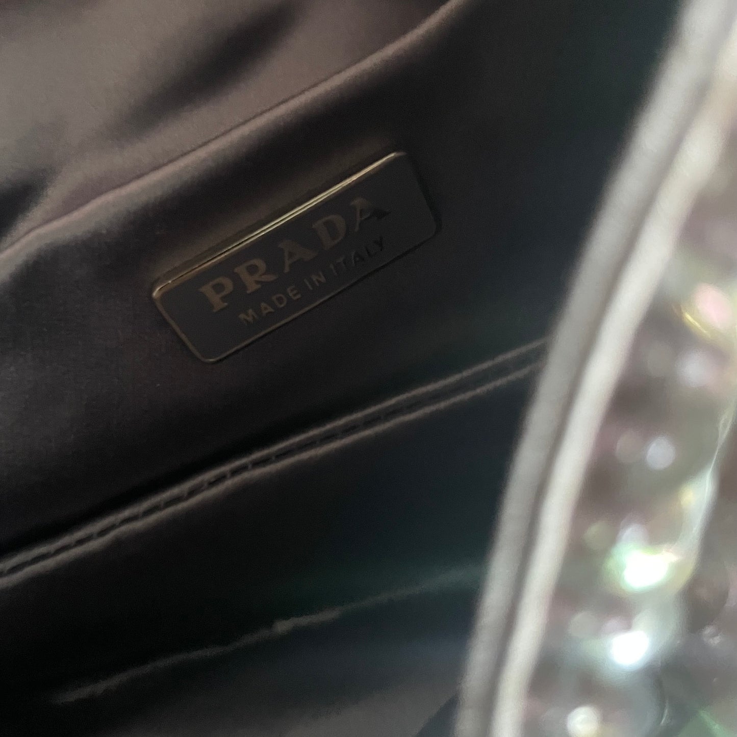 Prada 2001 Vintage Raso Luce Paillettes Silver & Purple Sequin Bag