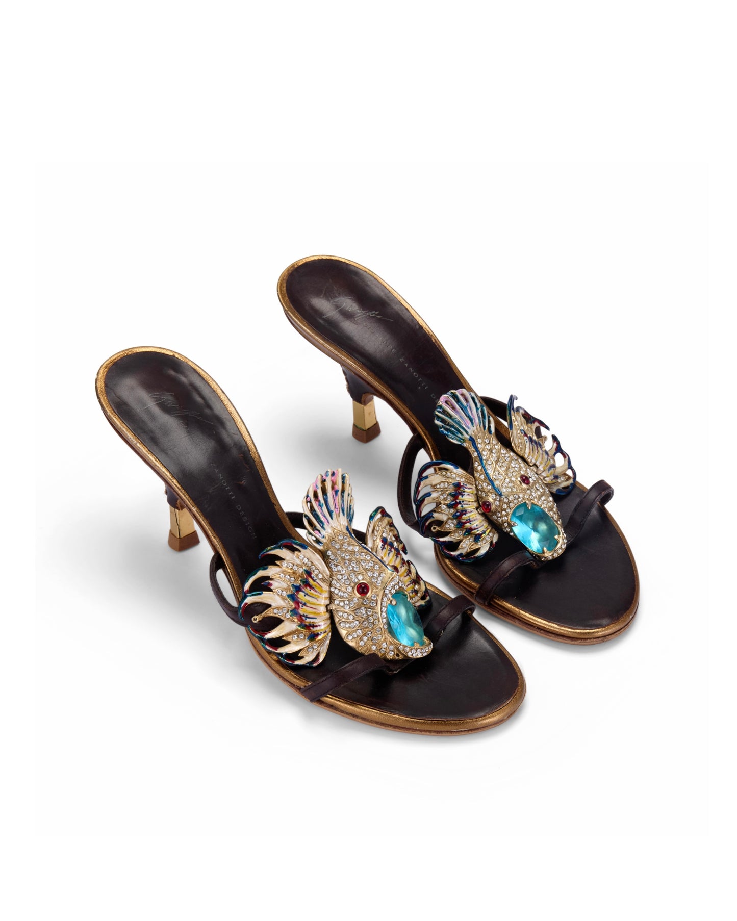 Giuseppe Zanotti S/S 2004 Encrusted Fish Sandal Heels