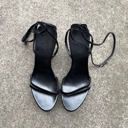 Gucci by Tom Ford 1996 “GG” Black Wood & Velvet Wedge Heels
