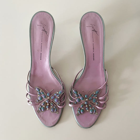 Giuseppe Zanotti 2000s Purple & Blue Butterfly Sandal Heels