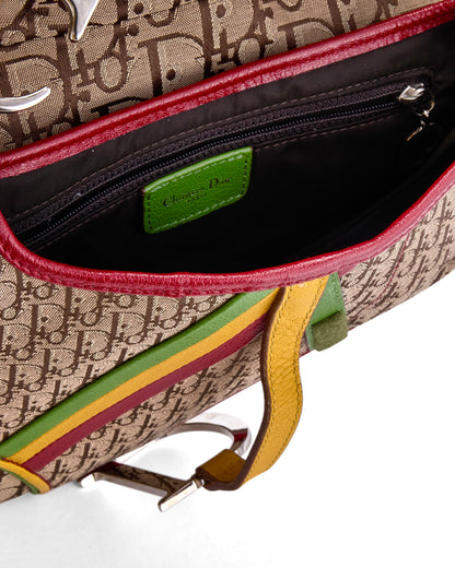 Dior 2004 Rasta Print Monogram Saddle Bag