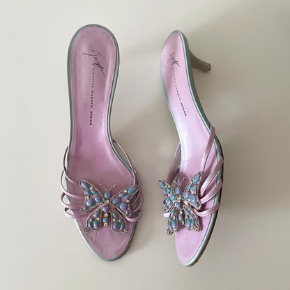 Giuseppe Zanotti 2000s Purple & Blue Butterfly Sandal Heels