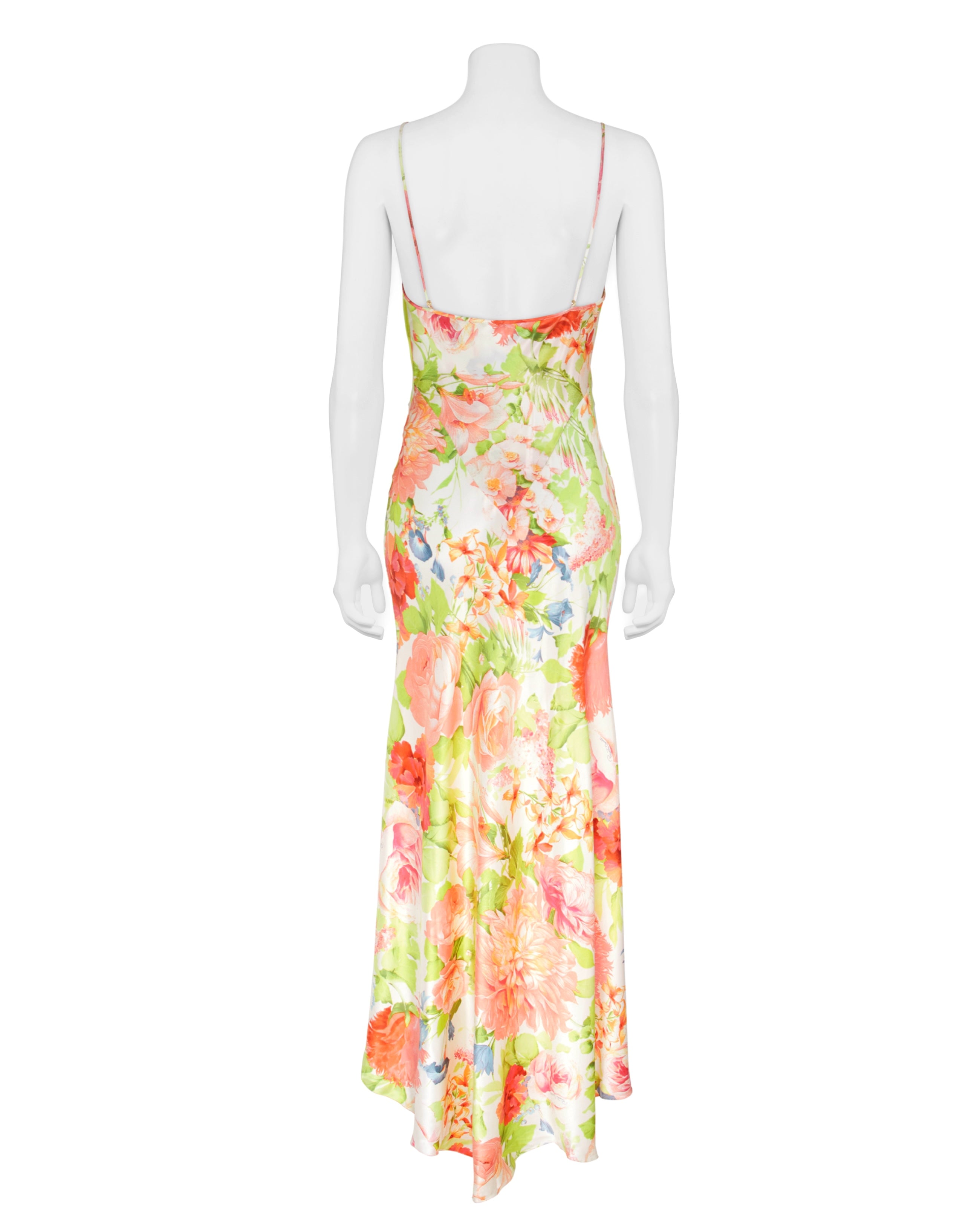 Spring / Summer 2001 Floral Multicolour Silk Asymmetrical Dress
