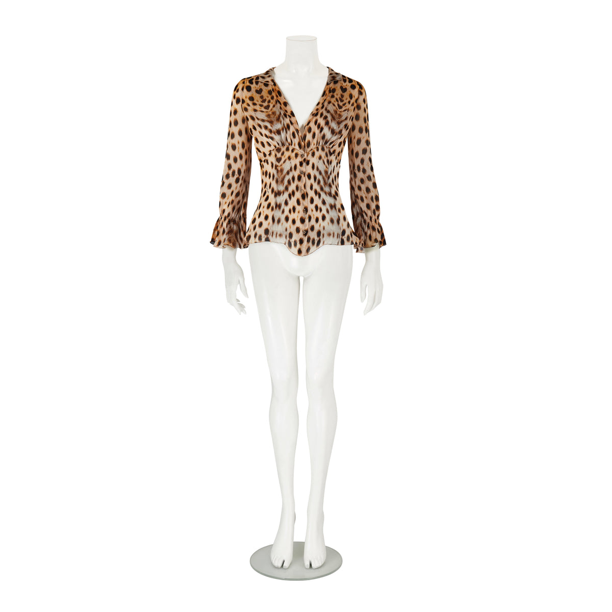 Spring / Summer 2007 Brown Cheetah Leopard Print Silk Blouse Top