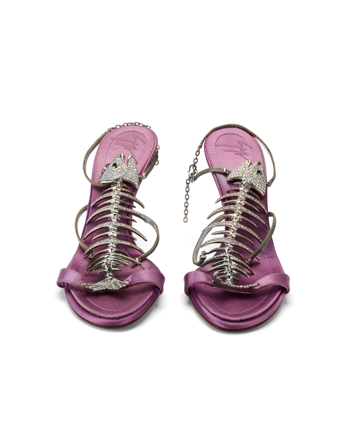 Giuseppe Zanotti S/S 2004 Purple Satin Fishbone Heels