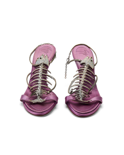 Giuseppe Zanotti S/S 2004 Purple Satin Fishbone Heels