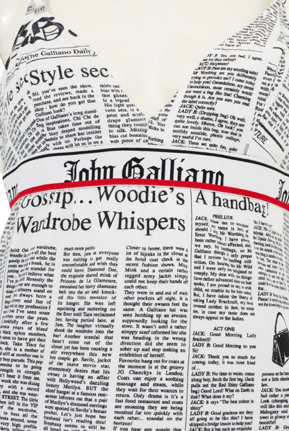 John Galliano 2000s Newspaper Print Slip Dress