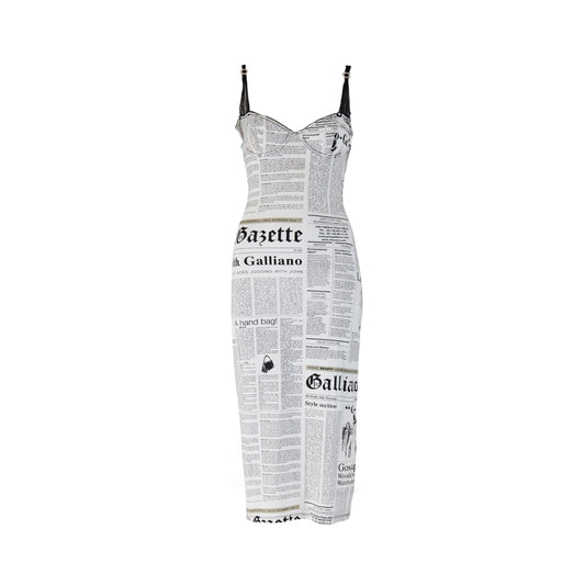 John Galliano 2000s Newspaper Print Dress