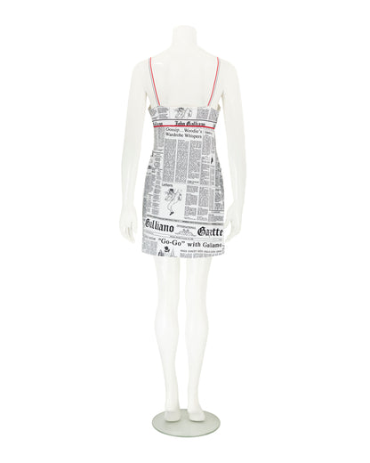 John Galliano 2000s Newspaper Print Slip Dress