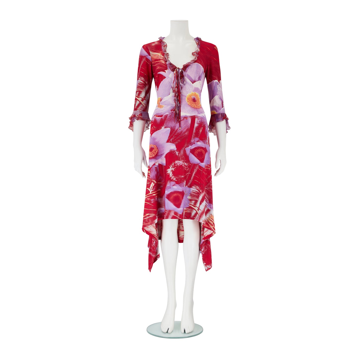 Roberto Cavalli S/S 2000 Red & Purple Floral Dress