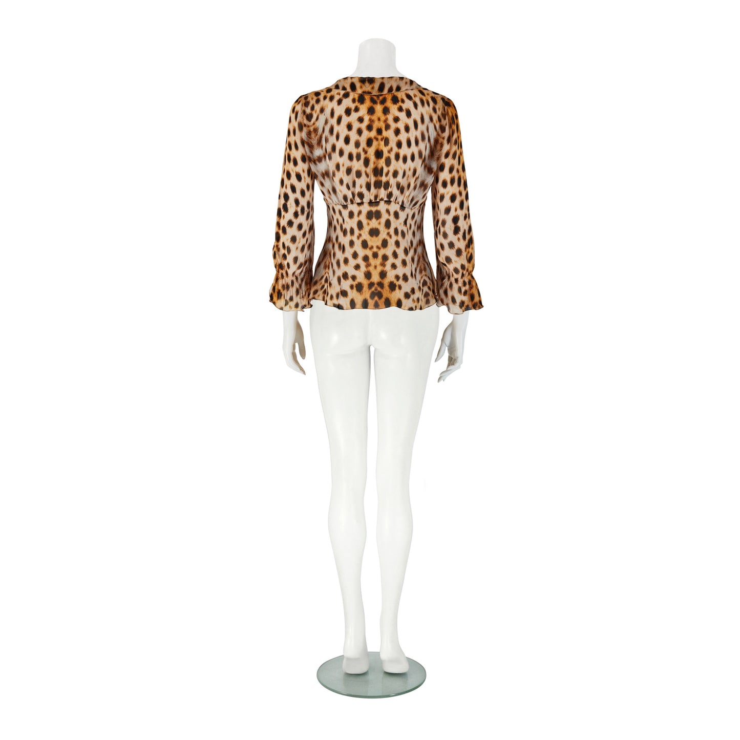 Roberto Cavalli S/S 2007 Brown Cheetah Leopard Print Silk Blouse Top