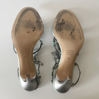 Giuseppe Zanotti S/S 2001 Vintage Blue Stone Butterfly Sandal Heels