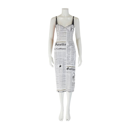 John Galliano 2000s Newspaper Print Dress