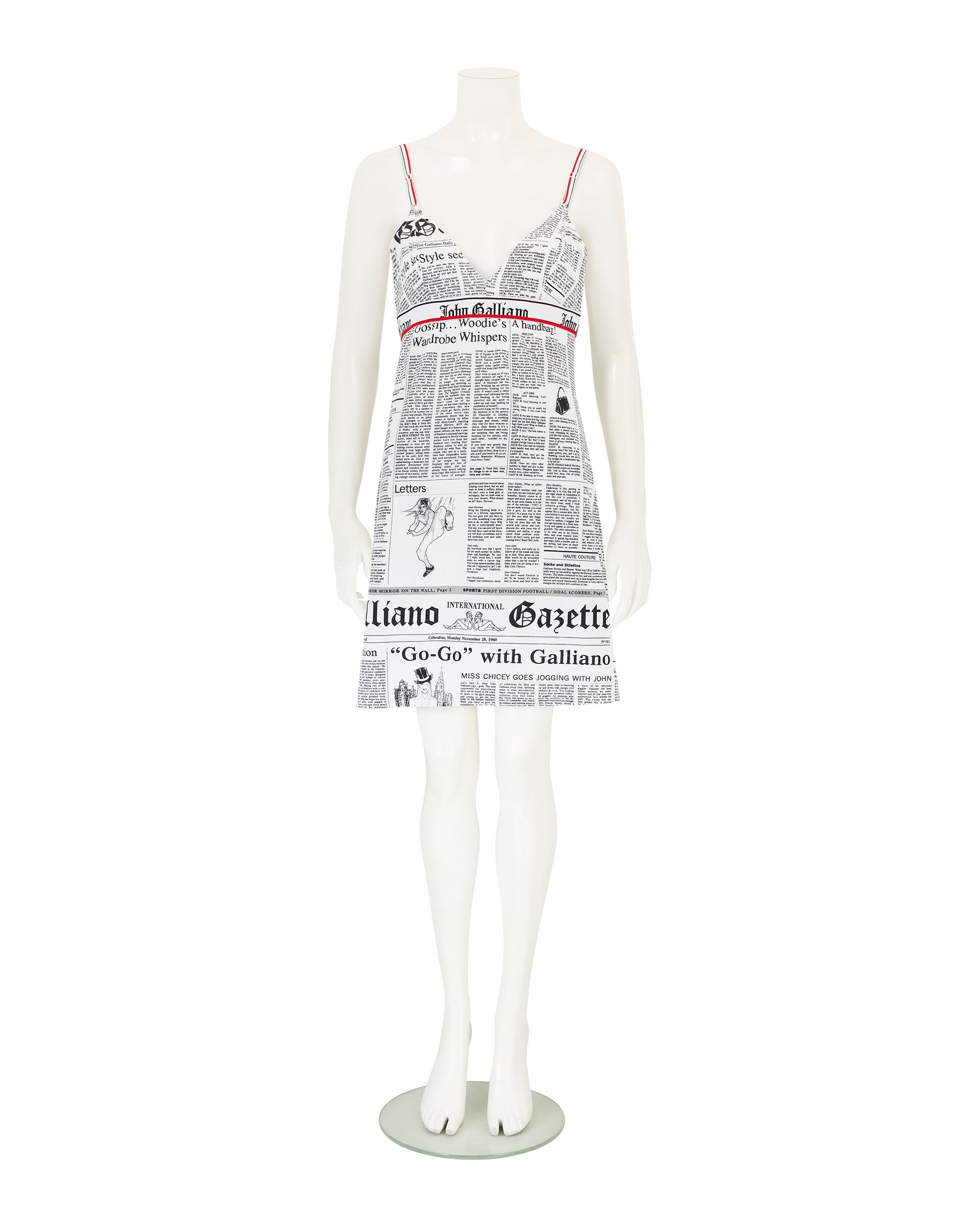 2000s Newspaper Print Slip Dress