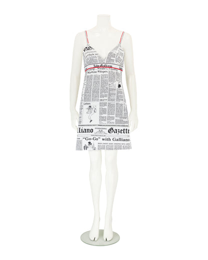 John Galliano 2000s Newspaper Print Slip Dress