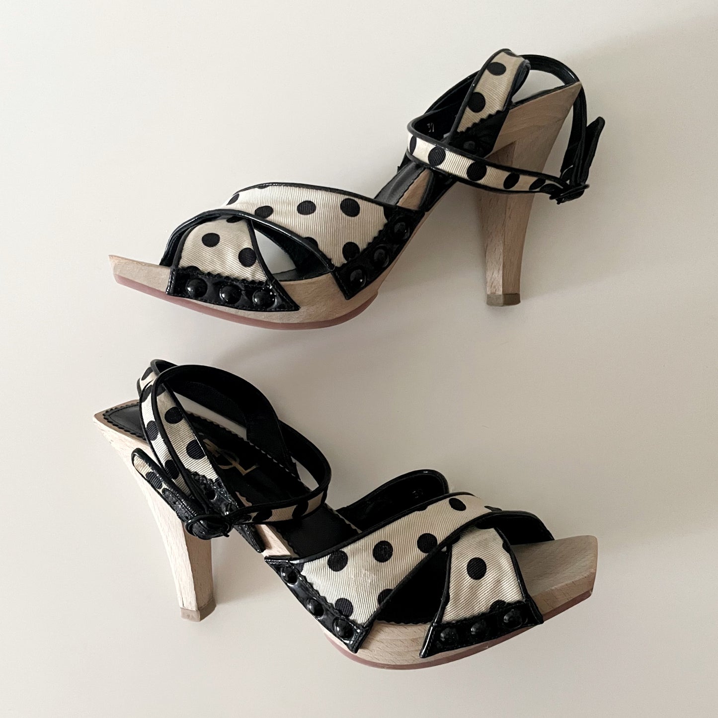 YSL by Tom Ford Lolita Polka Dot Strappy Sandal Heels