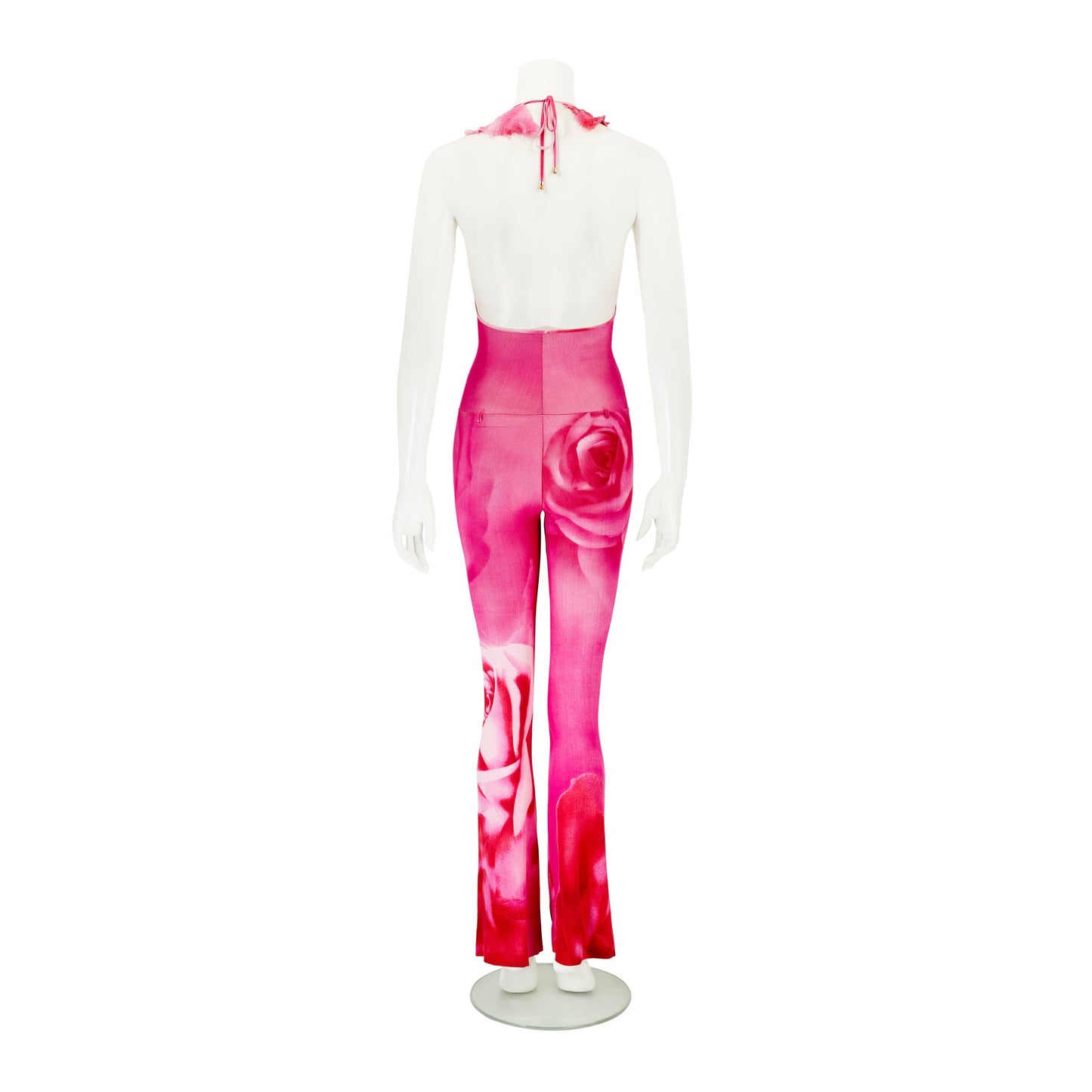 Roberto Cavalli S/S 2000 Pink Floral Rose Silk Jumpsuit